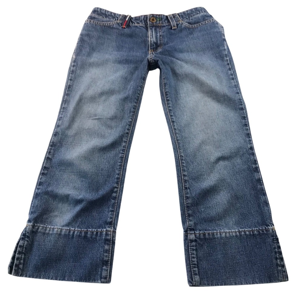Y2K Tommy Hilfiger TH Cropped Hollywood Capri Wide Leg Low Rise Denim Jeans 3